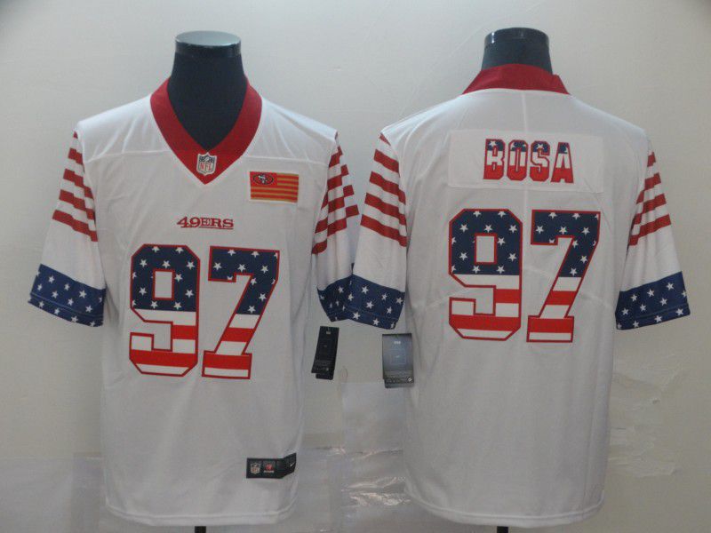 Men San Francisco 49ers #97 Bosa White Retro USA Flag Nike NFL Jerseys